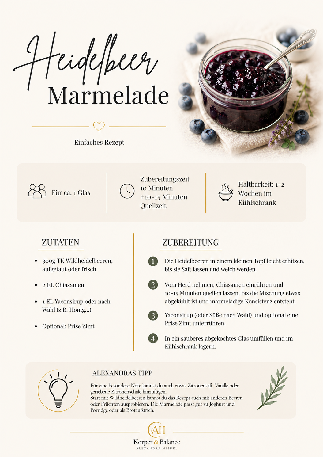 Rezeptkarte: Heidelbeer-Marmelade